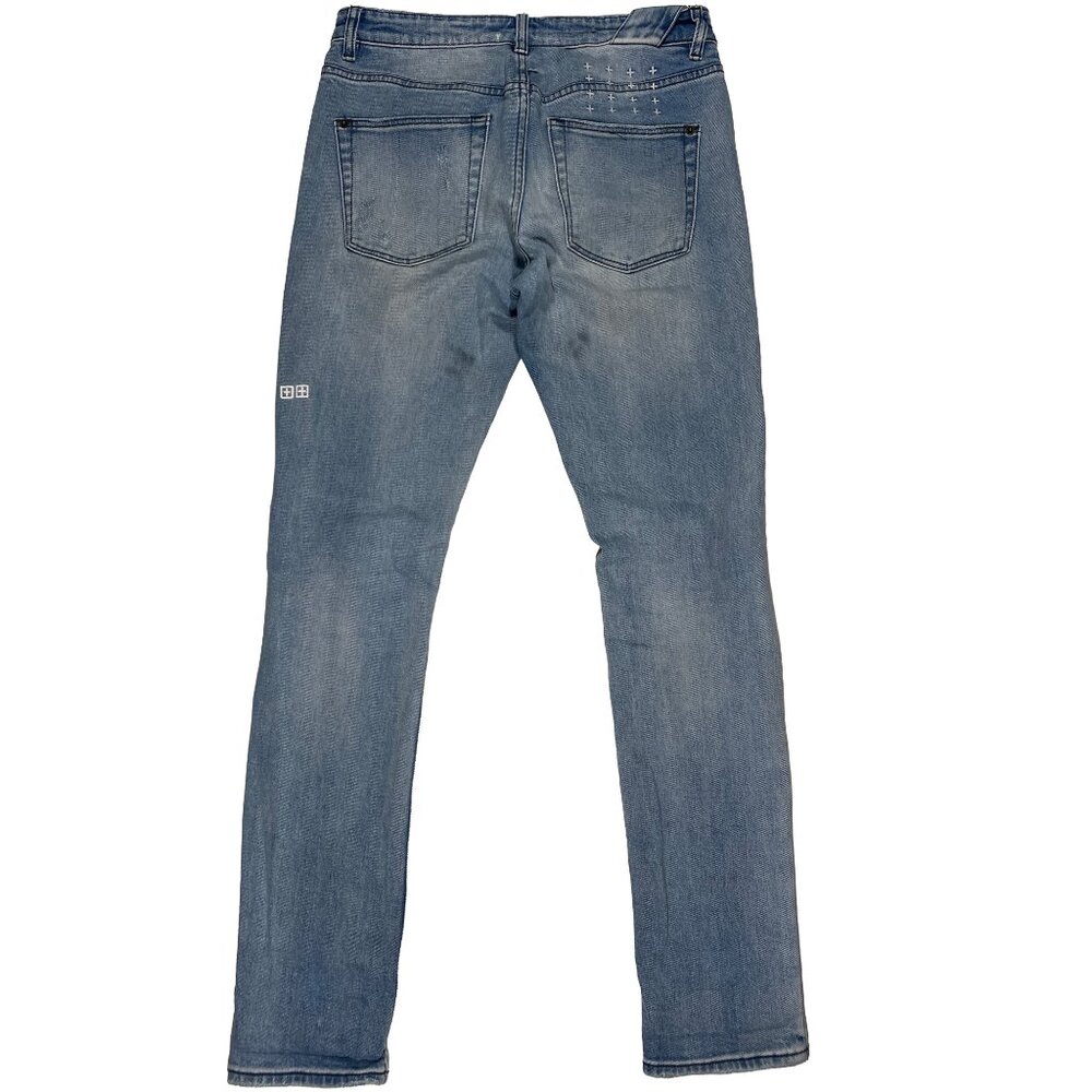 Ksubi Chitch 040 Philly Blue Slim Fit Light Wash Distressed Jeans mens 31x31.5